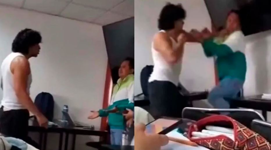 «Vuélvete a burlar de mí», Alumno golpea y patea a su maestro en plena clase