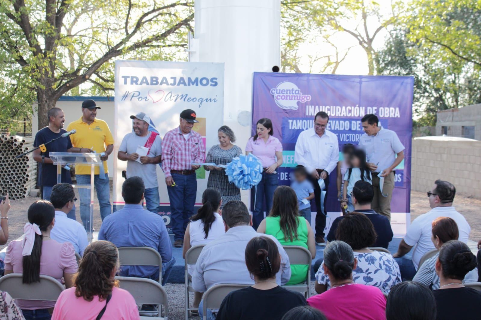 Inauguran Junta Central de Aguas, JMAS y Presidencia tanque elevado en Gudalupe Victoria