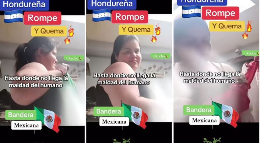 Hondureña quema bandera de México durante transmisión en vivo de TikTok y provoca indignación nacional