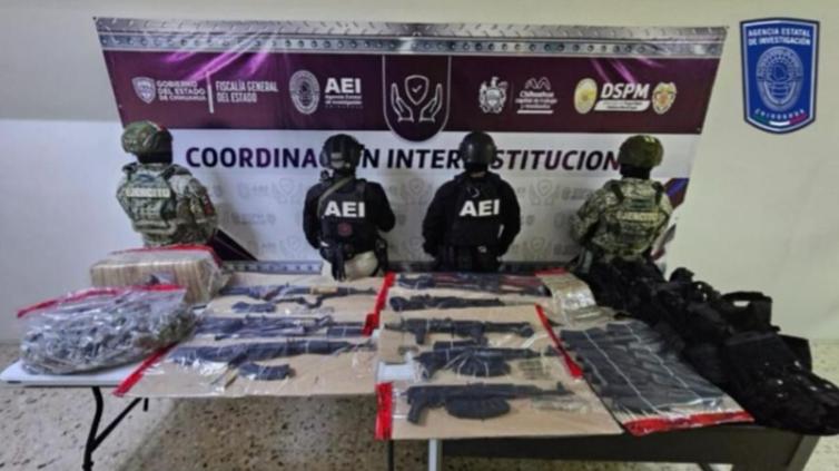 Mega operativo en Aldama; armamento, drogas y detenidos