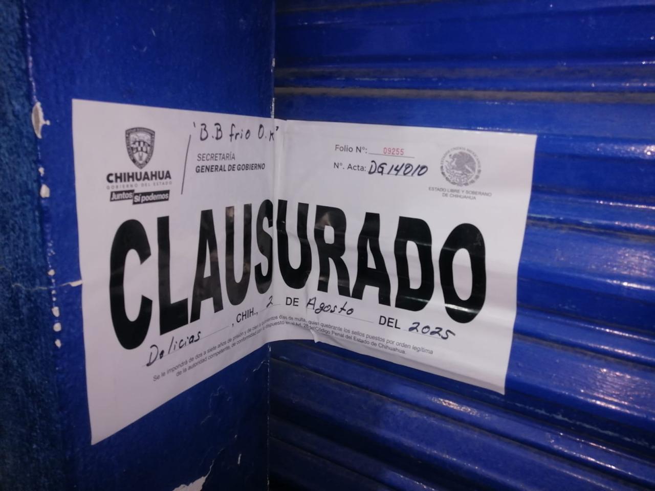 Realiza Gobernación Estatal 378 inspecciones y clausura 27 establecimientos; cuatro en Delicias