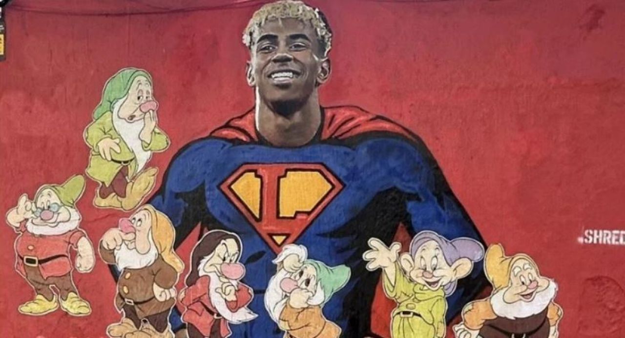 Alteran mural dedicado a Lamine Yamal en Barcelona