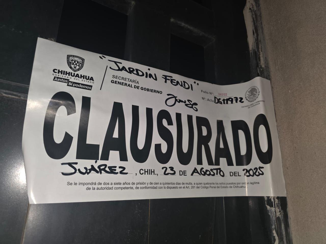 Clausuró Gobernación Estatal dos negocios en Delicias