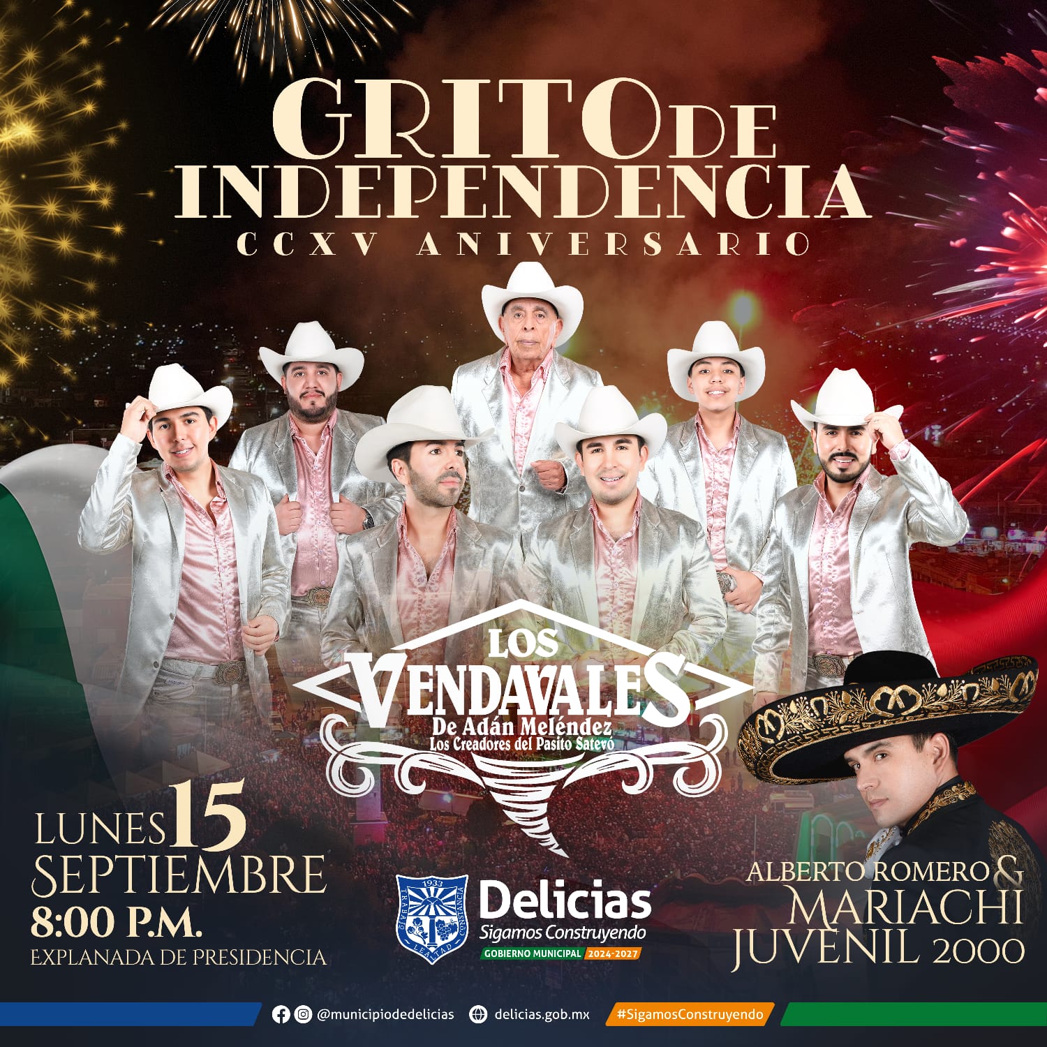 Invitan a disfrutar el Grito de Independencia en Delicias con Los Vendavales