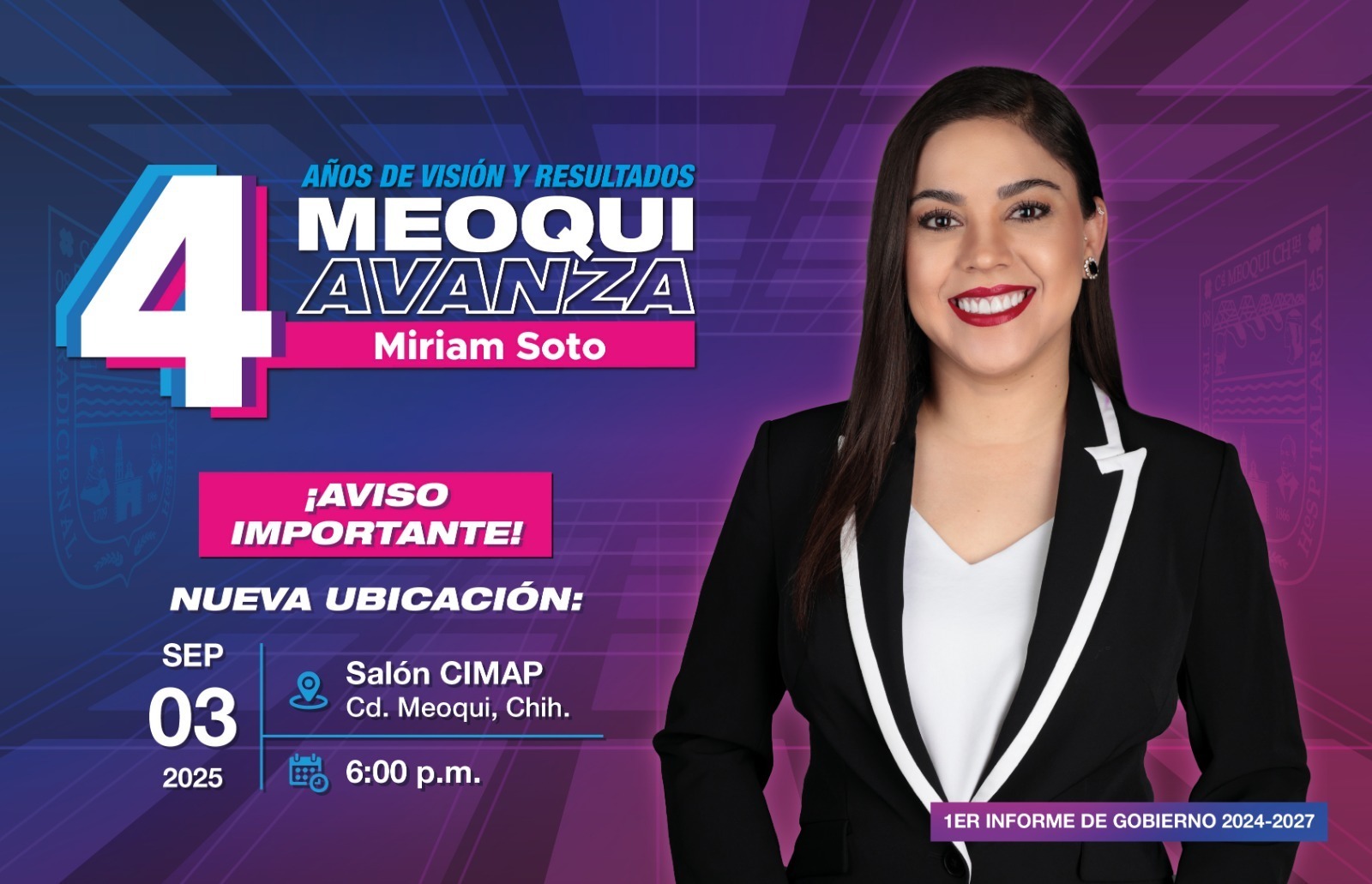 Hoy Miriam Soto rendirá Informe de Gobierno