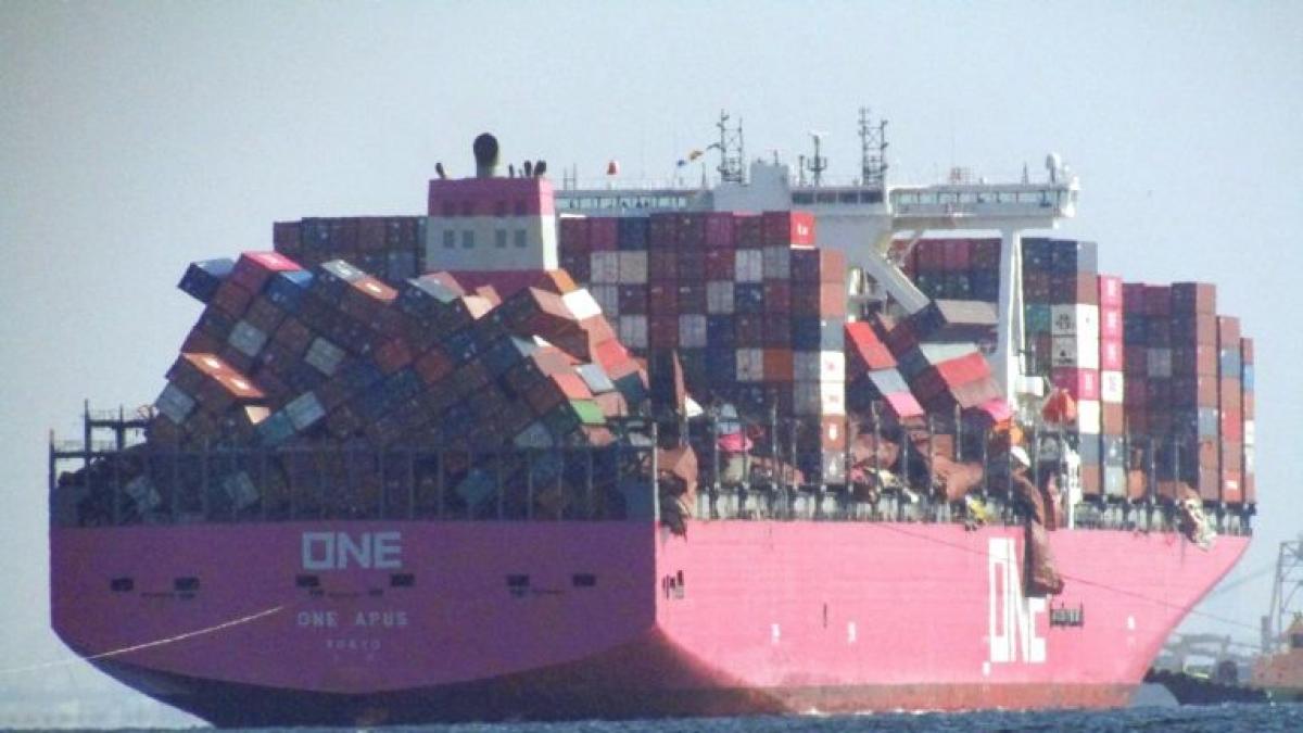 Al menos 50 contenedores cayeron de carguero en California