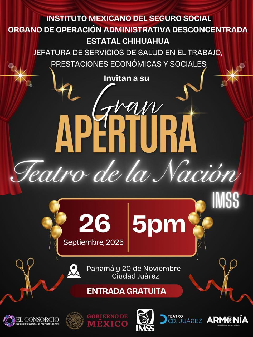 Invita IMSS Chihuahua a inauguración del Teatro de la Nación en Ciudad Juárez
