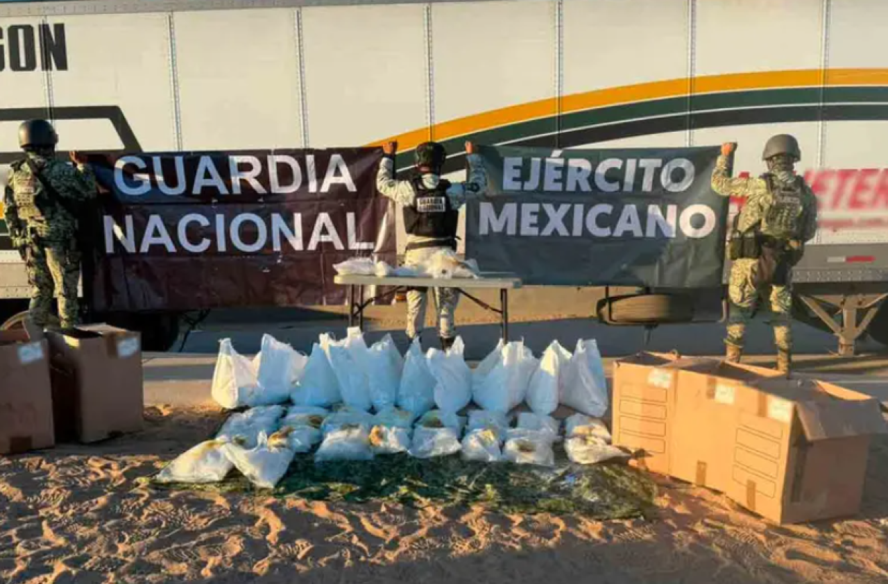 Aseguran Guardia Nacional y Ejército 13.5 kilos de metanfetamina valuados en 3.5 mdp