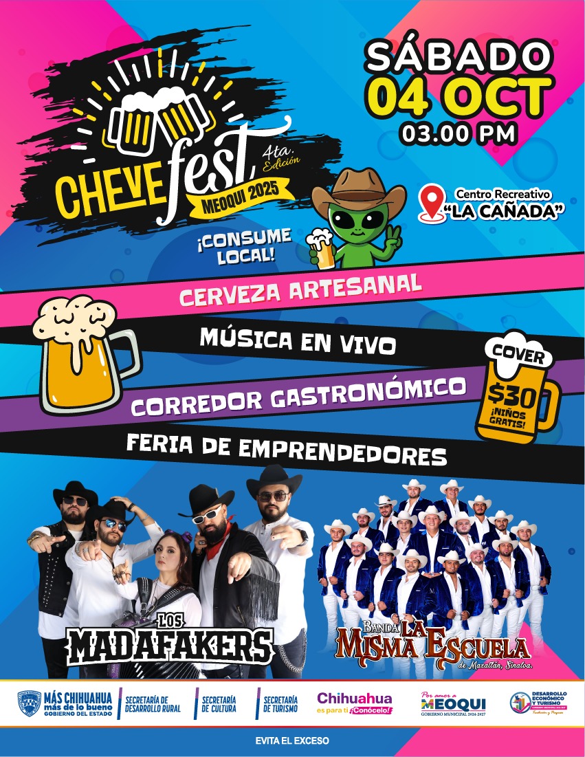 Meoqui listo para la 4ta edición del CheveFest 2025! Mañaa gran día en La Cañada a partir de las 3:00 pm