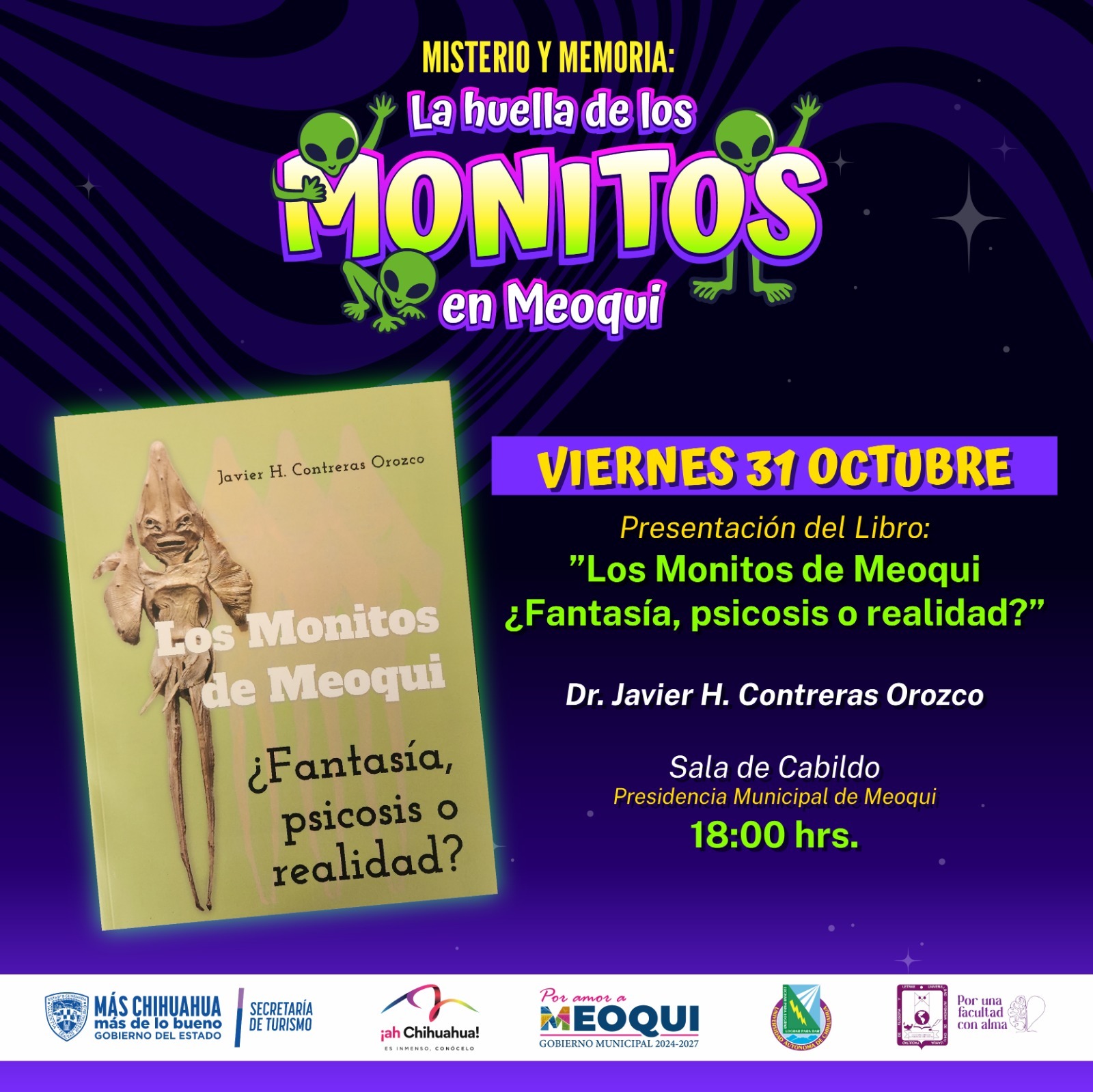 Presentarán libro “Los Monitos de Meoqui: ¿Mito, Realidad o Psicosis?” del Dr. Javier Contreras este viernes en Meoqui