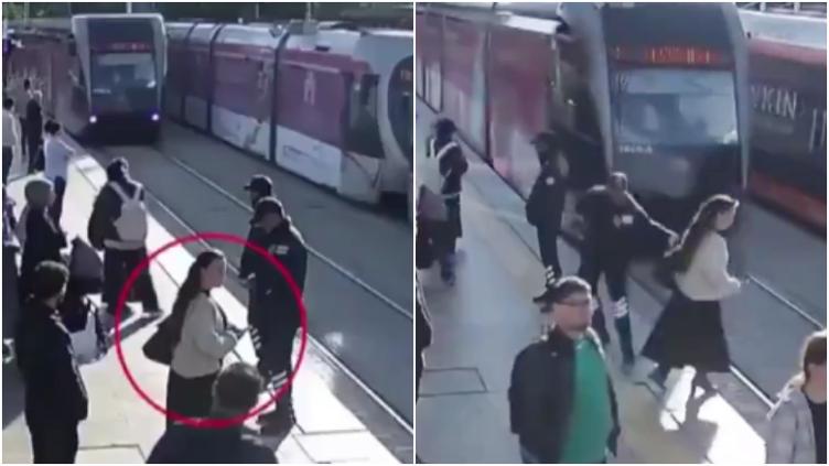 Salvó guardia a mujer con audífonos de ser aplastada por tren