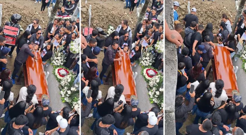 Repartidor cae a una tumba en pleno funeral y el video se vuelve viral: “Servicio hasta el más allá”