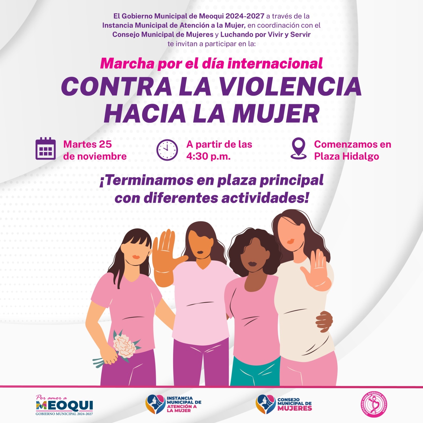Invitan este martes en Meoqui a marcha en conmemoración por el Día Internacional de la Eliminación de la Violencia contra la Mujer