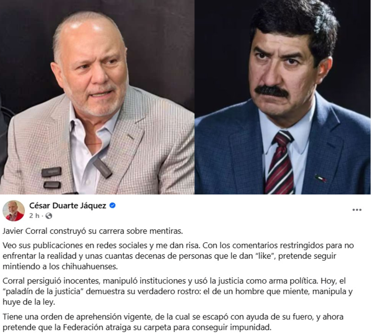 ¡Sigue el tiro! Ataca Duarte a Corral en Facebook