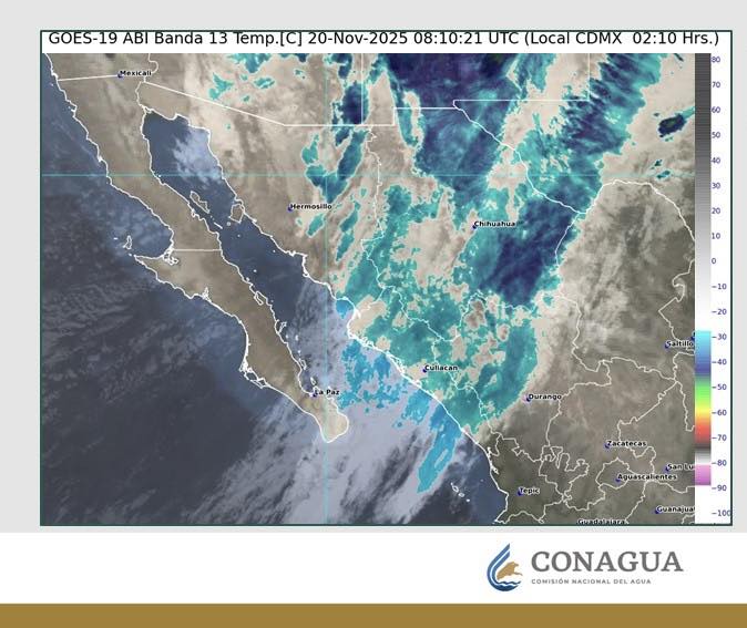 Prevén chubascos y caída de aguanieve en zonas altas debido al frente frío 15. Delicias amaneció con ligera llovizna; se prevén máximas de 24°C