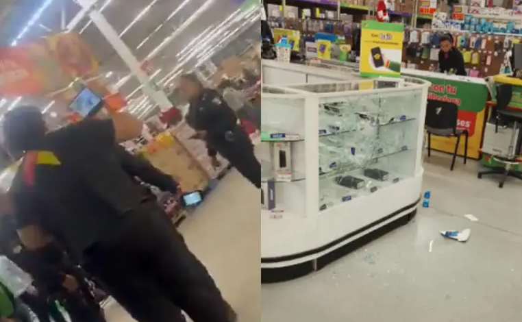 Sujetos amagan a clientes y trabajadores durante violento asalto en supermercado