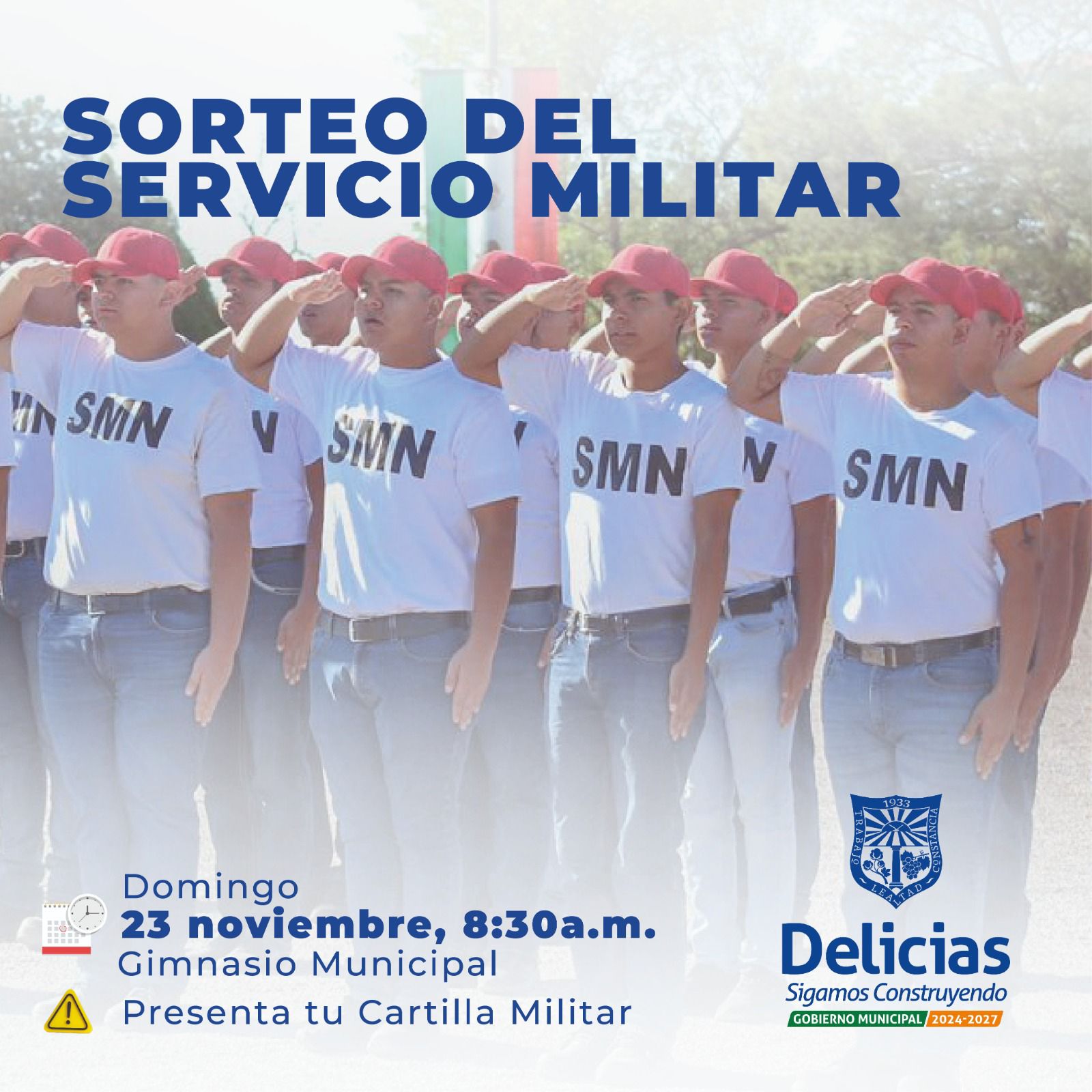 Convoca Delicias al Sorteo del Servicio Militar Nacional de este domingo 23
