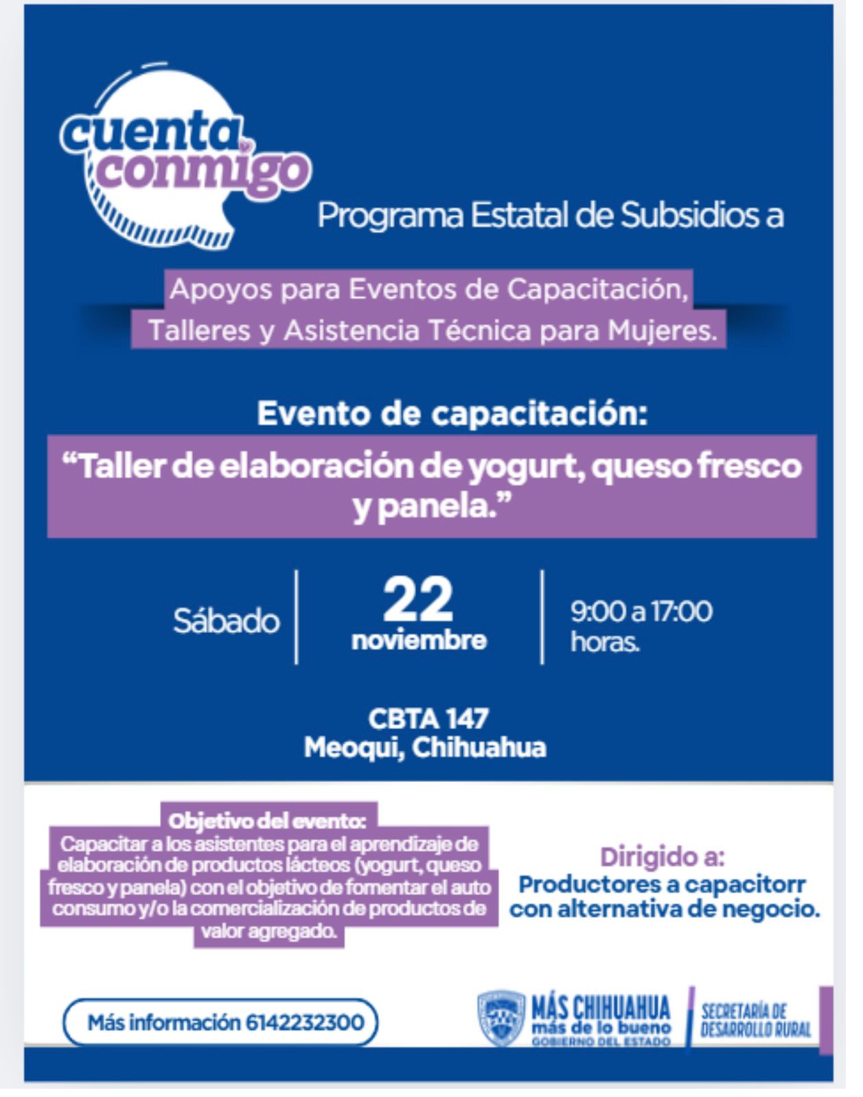 Realizarán en Meoqui curso gratuito de producción de productos lácteos para mujeres este sábado