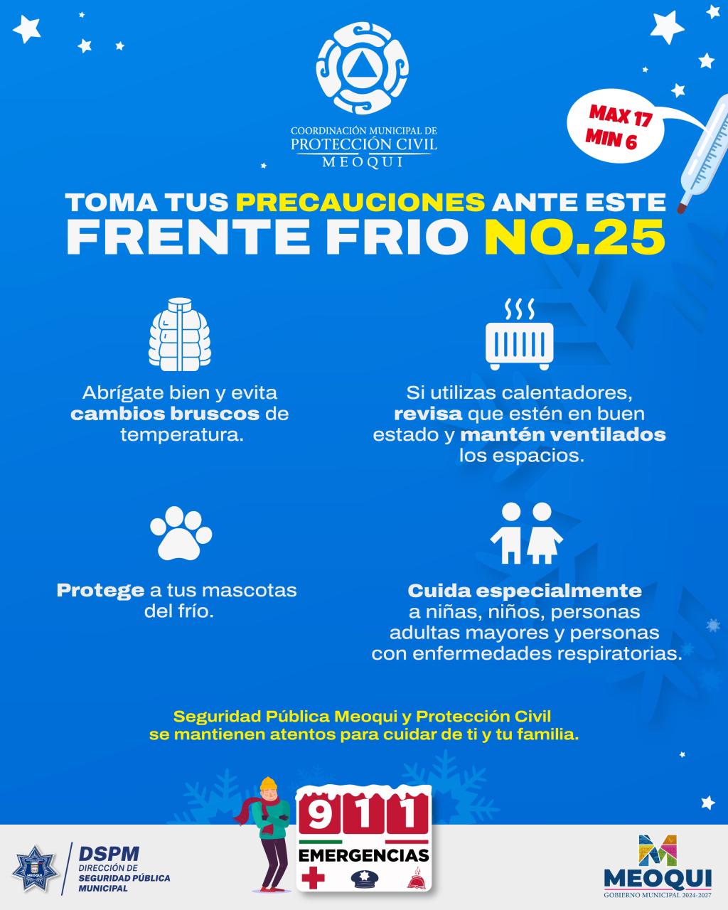 Reitera DSPM de Meoqui recomendaciones ante el Frente Frío No. 25