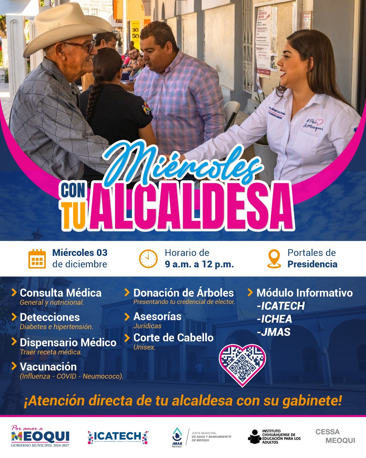 Realizarán vacunación contra COVID, Influenza y Neumococo en el Programa “Miércoles con tu Alcaldesa” en Meoqui