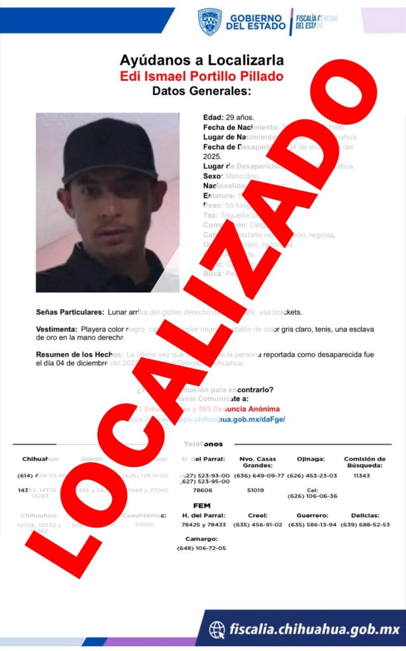 Localiza Fiscalía a hombre con reporte de ausencia en Delicias