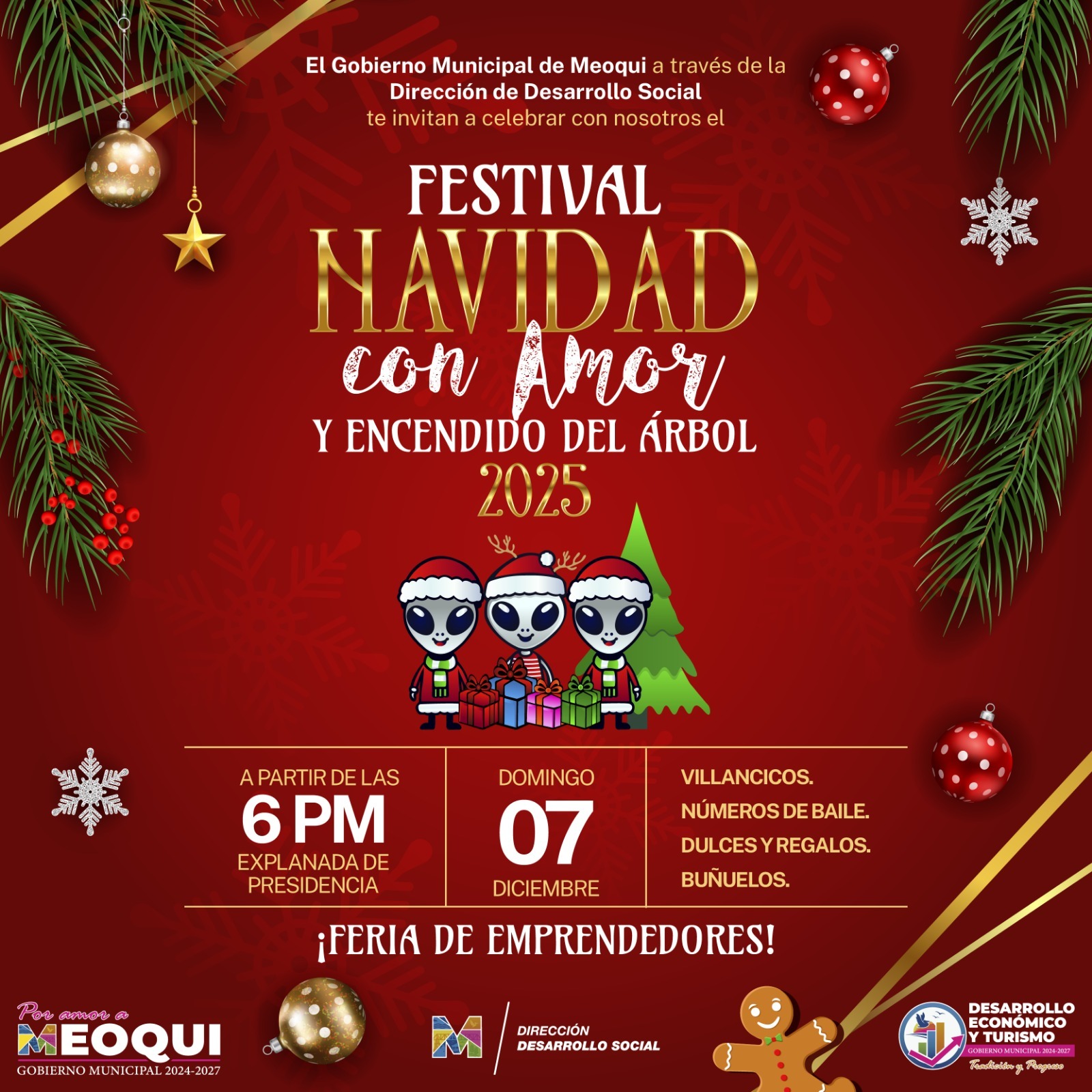 Este domingo 7 Festival Navideño “Navidad con Amor” y encendido del árbol en Meoqui