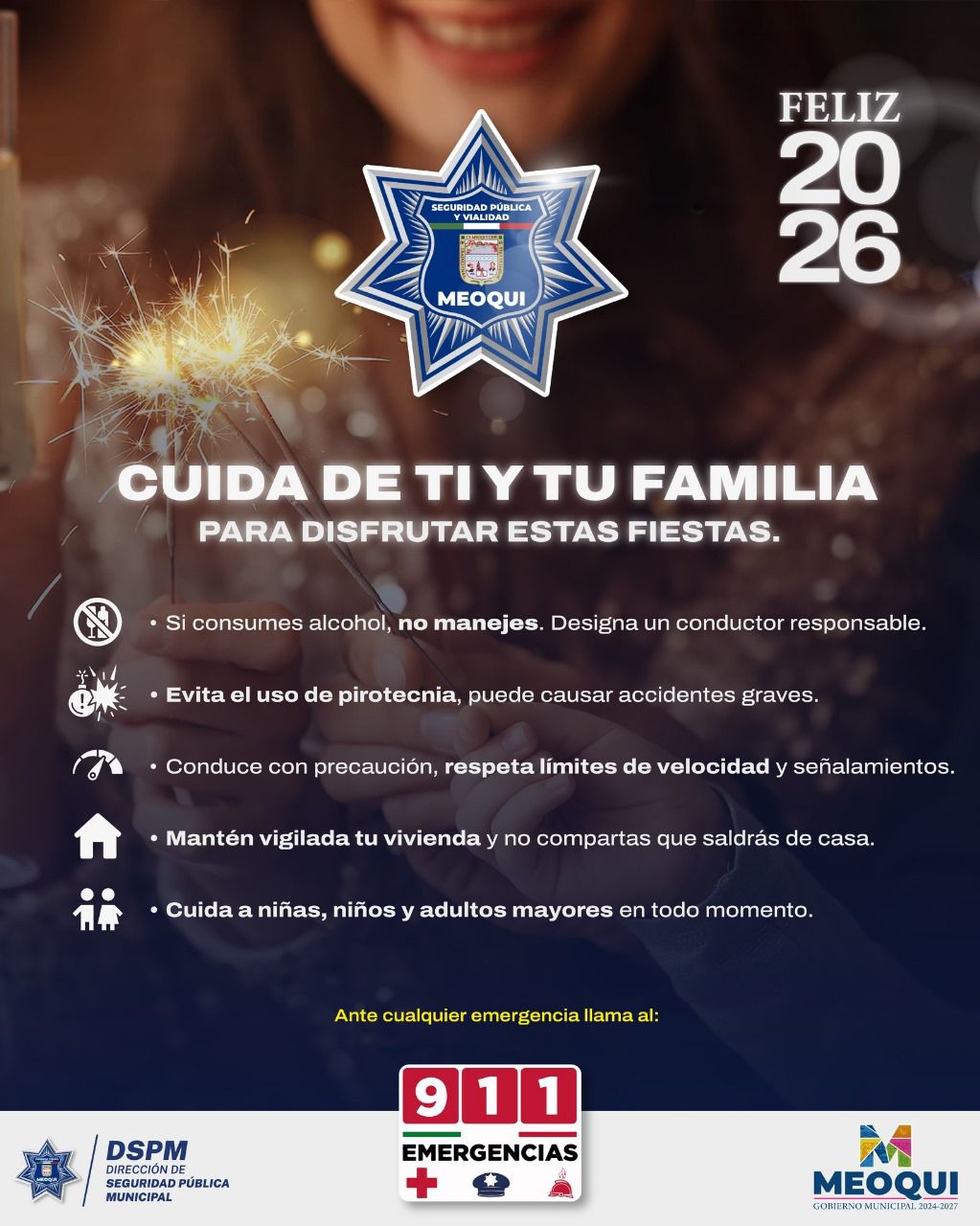 Emite DSPM Meoqui recomendaciones para festejos de fin de año