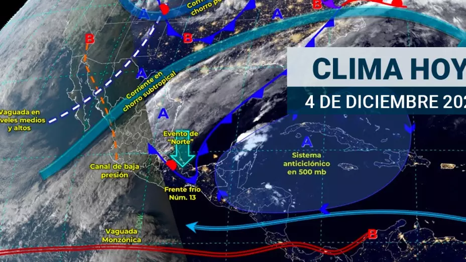 Clima hoy jueves 4 de diciembre de 2025 en México: Estados afectados pro el frente frío 18