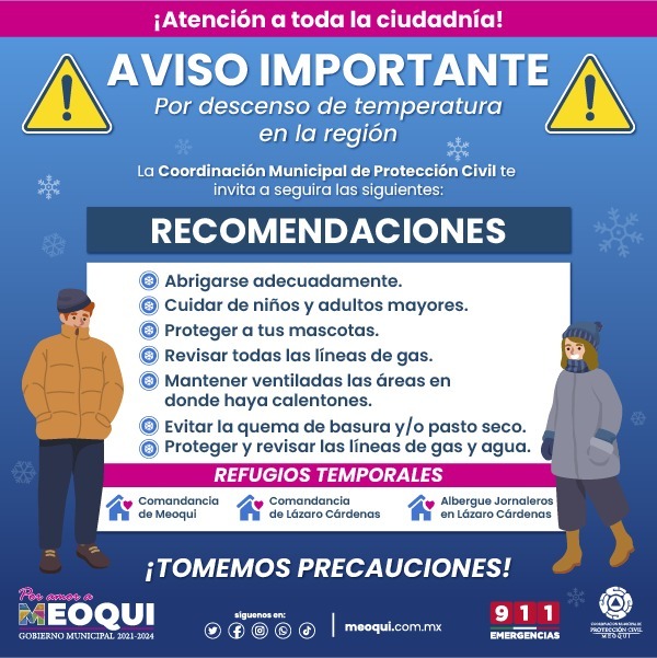 Ante descenso de temperaturas, mantendrá DSPM de Meoqui rondines y habilitan comandancias como albergues