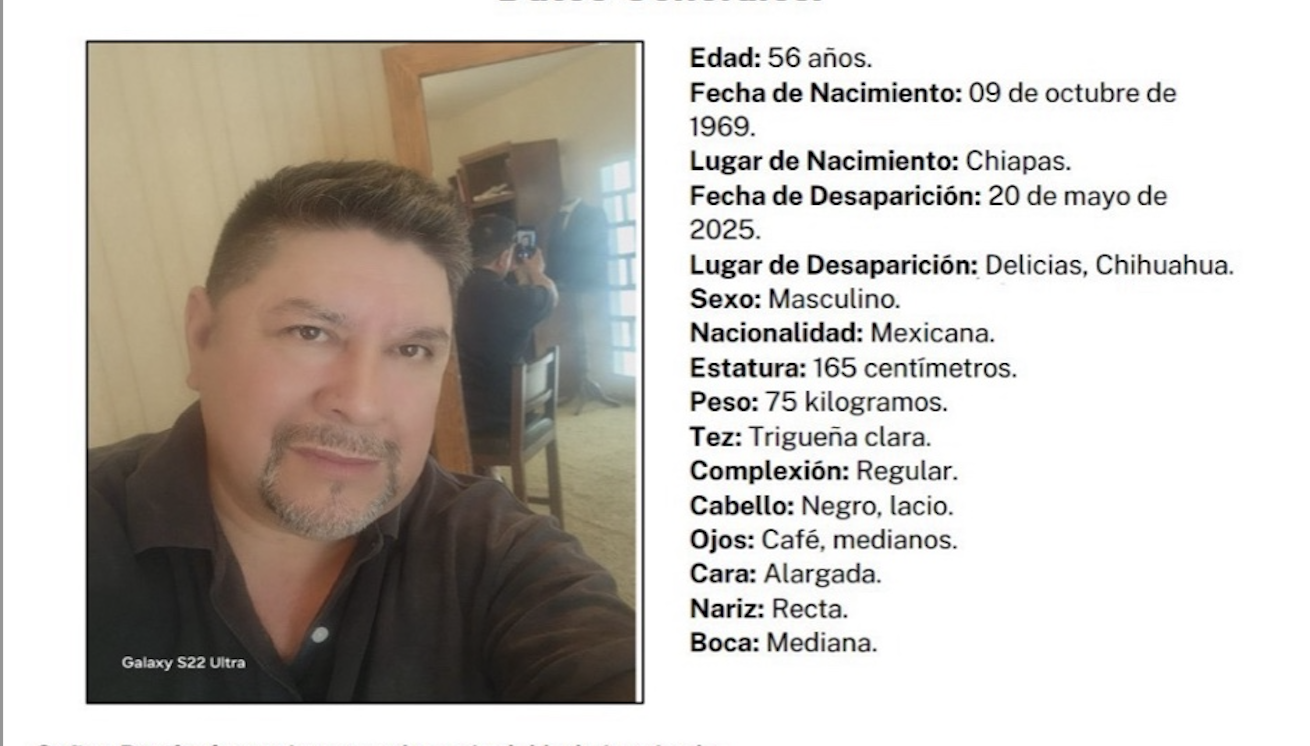 Desaparece Magín Álvares en Delicias; piden apoyo para localizarlo