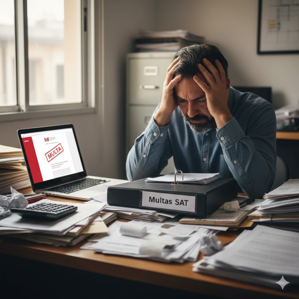 No pagar una multa del SAT en 2026 puede terminar en embargo: así escala el problema Empresario preocupado por no pagar multa del SAT en 2026 y riesgo de embargo.