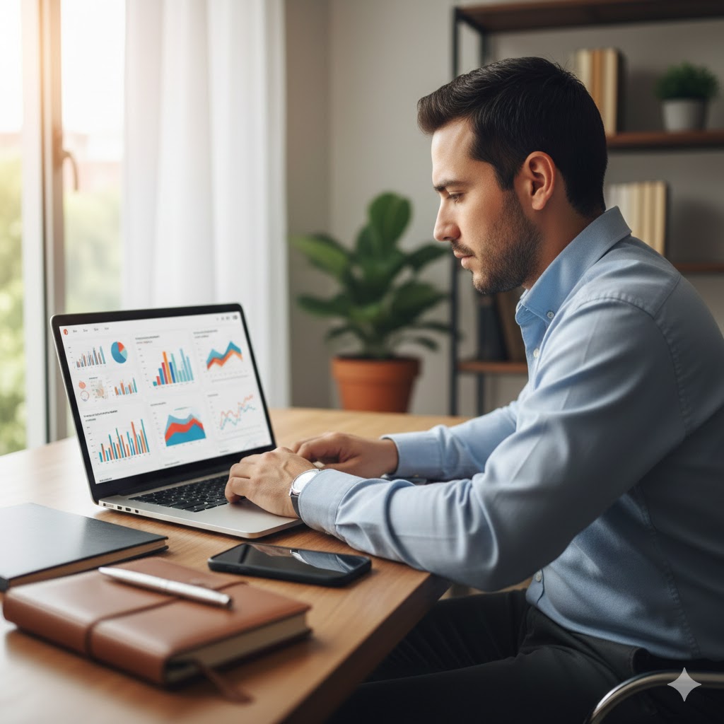 Si no usas inteligencia artificial en tu negocio en 2026, tu competencia te va a ganar en costos Empresario mexicano usando inteligencia artificial para analizar ventas y reducir costos en 2026.