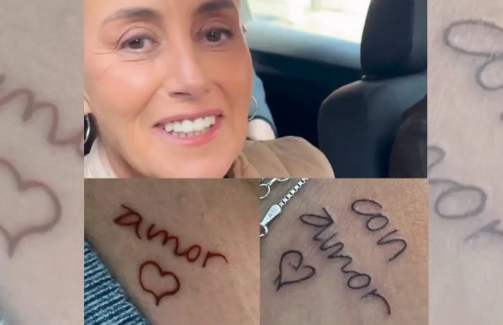 Jóvenes se tatúan corazones diseñados por Sheinbaum