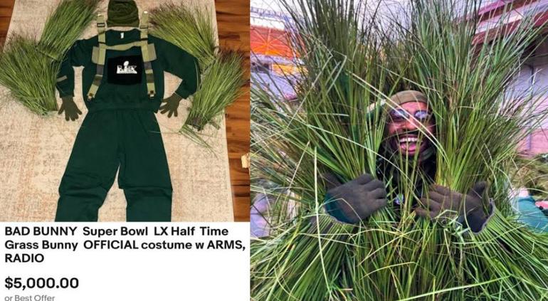 Venden disfraz de “arbusto” del Super Bowl LX en 85 mil pesos
