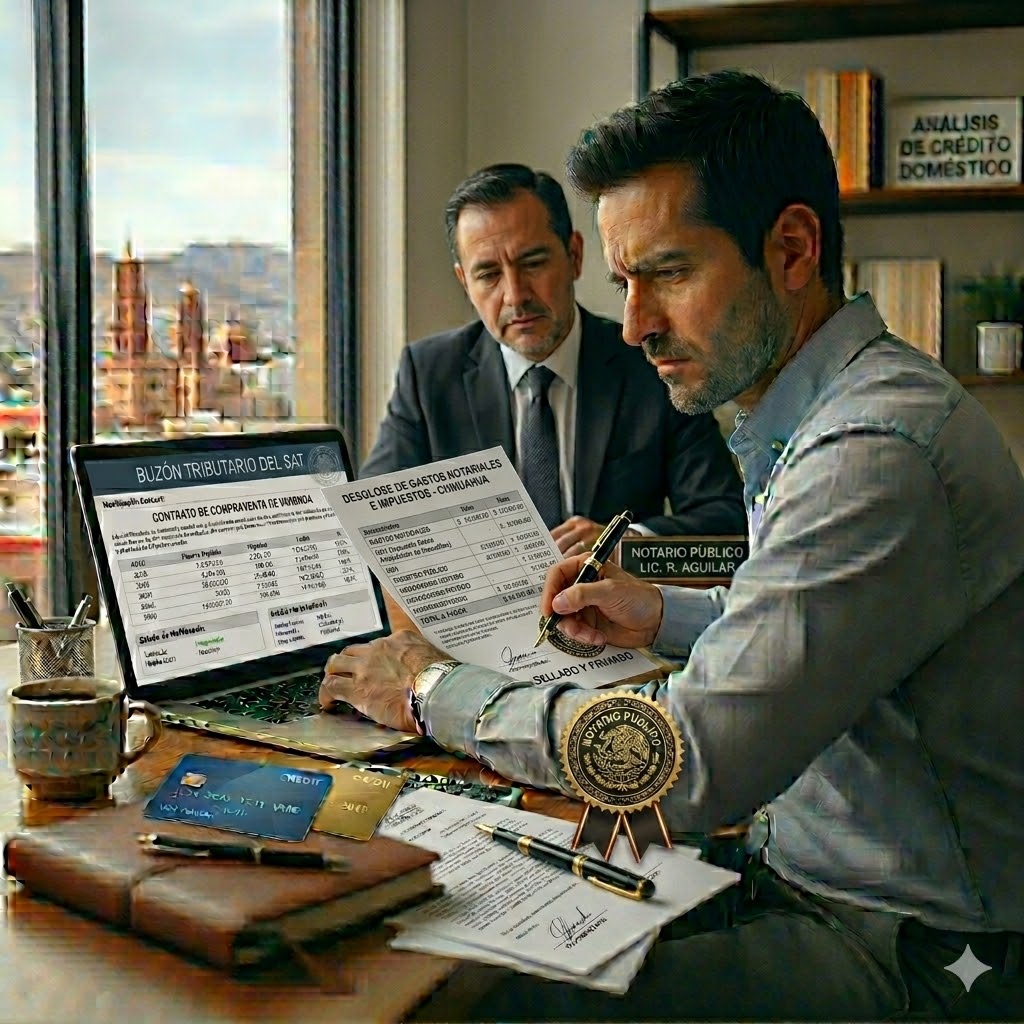 Impuesto sobre adquisición de inmueble en Chihuahua 2026: cuánto se paga y cómo se calcula Desglose de impuesto sobre adquisición de inmueble en Chihuahua 2026 en escritorio notarial