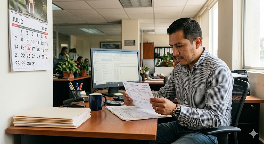 Día feriado 2 de febrero 2026: El pago triple que puedes exigir si trabajas este día Trabajador revisando recibo de nómina en día feriado 2026 en México