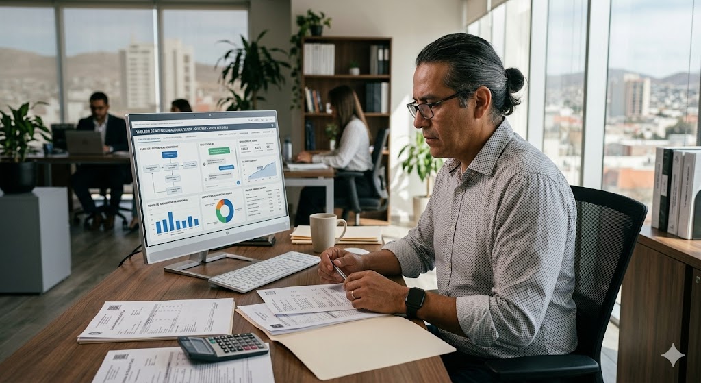 ¿Qué pasa si tu negocio no usa inteligencia artificial en 2026? Competencia, costos y pérdida real de productividad negocio no usa inteligencia artificial 2026 empresario analizando datos