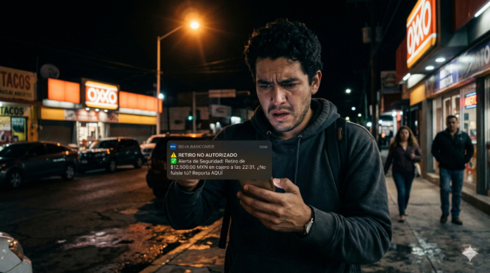 fraude bancario México 2026 celular cuenta vaciada notificación retiro