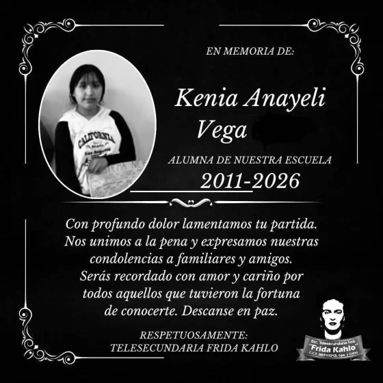 ???? ¡DESPEDIDA QUE DUELE! ???? Identifican a Kenia Anayeli, la menor de 14 años víctima de la violencia.