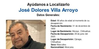 Se busca al meoquense José Dolores Villa Arroyo