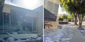 Así quedaron las instalaciones de la FGE tras ser tomada por feministas