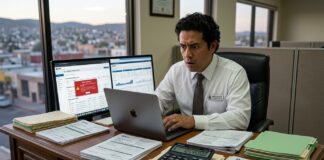 e.firma vencida en 2026: qué pasa si no la renuevas y cómo solucionarlo paso a paso e firma vencida 2026 sat persona usando laptop con problema en trámite fiscal en México