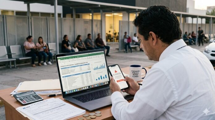 multas SAT no declarar ingresos 2026 persona revisando notificación fiscal en laptop