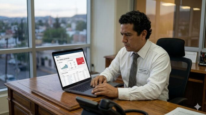 depósitos en efectivo SAT 2026 persona revisando estado de cuenta y dinero en efectivo en México