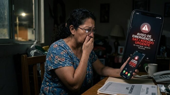 fraude IA bancos México 2026 mujer recibiendo llamada sospechosa en su teléfono móvil.