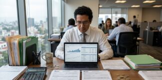 Auditoría SAT 2026: cuándo puede revisarte el SAT y qué revisa auditoria SAT 2026 auditor revisando documentos fiscales del SAT en oficina