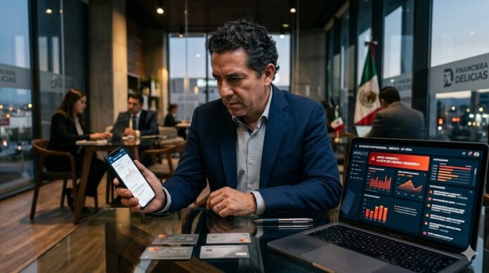 transferencias cuentas propias SAT 2026 persona revisando movimientos bancarios en aplicación móvil.