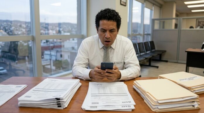 embargos SAT 2026 cuenta bancaria México persona preocupada revisando saldo