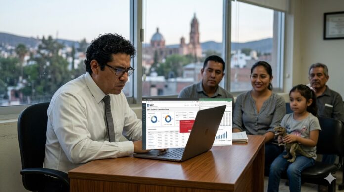 multa SAT errores CFDI 2026 contador revisando facturas electrónicas en computadora