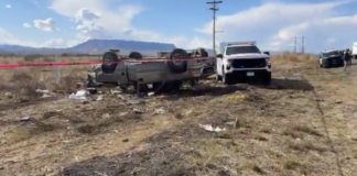 Muere adulta mayor tras violenta volcadura en la carretera a Juárez